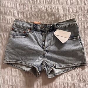 Levi's 501 Blue Jean Shorts with Raw Hem and Distressed Look